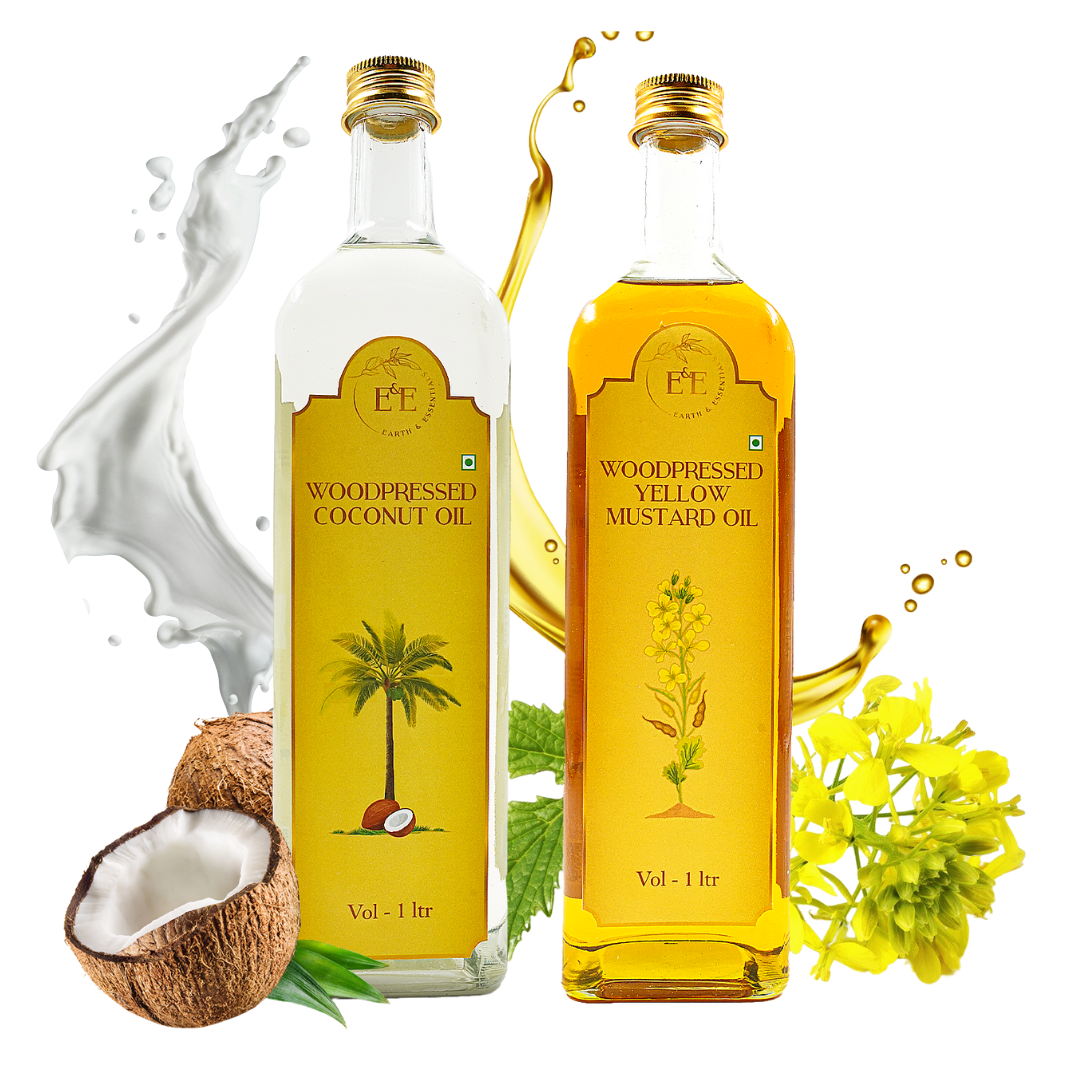 Skin & Hair Care Combo - 1 ltr Woodpressed Yellow Mustard Oil + 1 ltr Woodpressed Coconut Oil