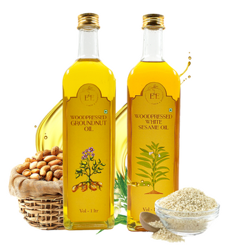 Festive Delicacy Combo - 1 ltr Woodpressed White Sesame Oil + 1 ltr Woodpressed Groundnut Oil