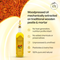 Earth and Essentials Wood-Pressed Safflower Oil is extracted using the traditional wood-press method with no heat, preserving nutrients. 100% natural, chemical-free, preservative-free, unadulterated, toxin-free, and rich in essential fatty acids.