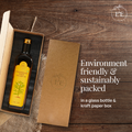 Earth & Essentials Wood-Pressed White Sesame Oil is packaged sustainably in an eco-friendly glass bottle and kraft paper box, ensuring zero plastic waste and an environmentally responsible choice