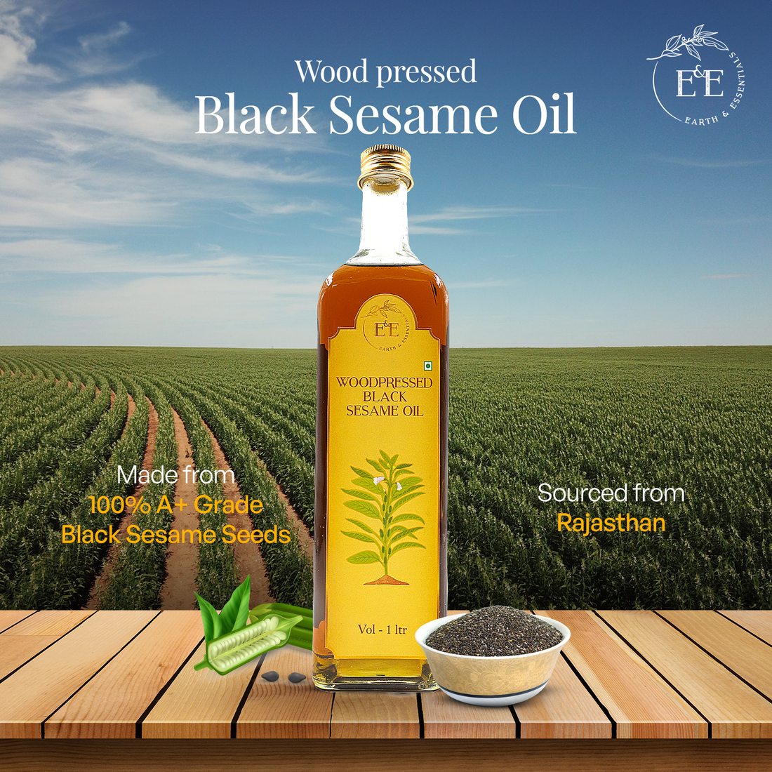Earth and Essentials Winter Warmth Immunity Combo – A set of wood-pressed black mustard oil and black sesame oil in eco-friendly bottles. Perfect for warmth, immunity, and seasonal wellness during winter.